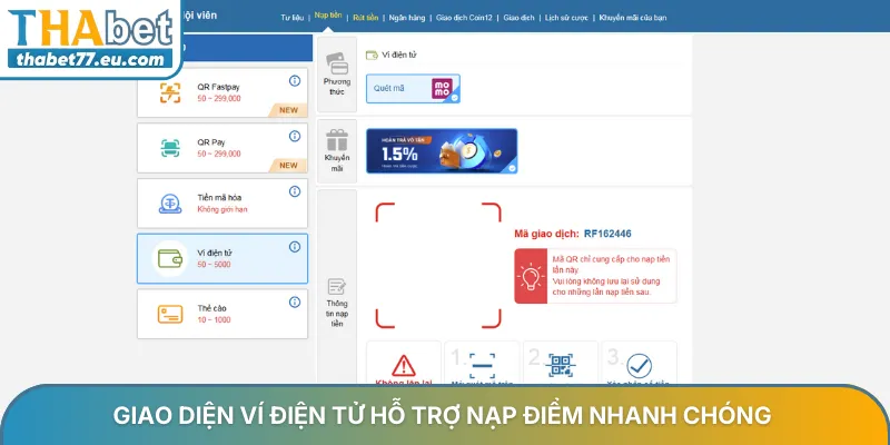 Nạp tiền Thabet nhanh chóng an toàn và chi tiết mới nhất 2026
