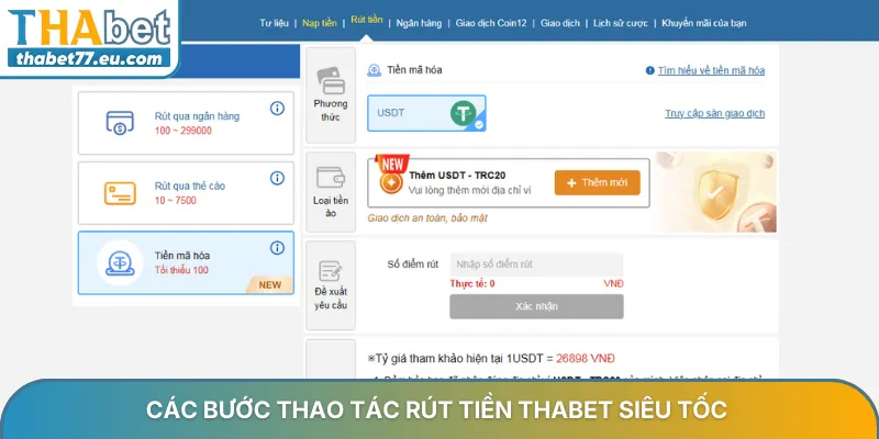 Rút tiền Thabet hướng dẫn quy trình giao dịch an toàn nhanh chóng